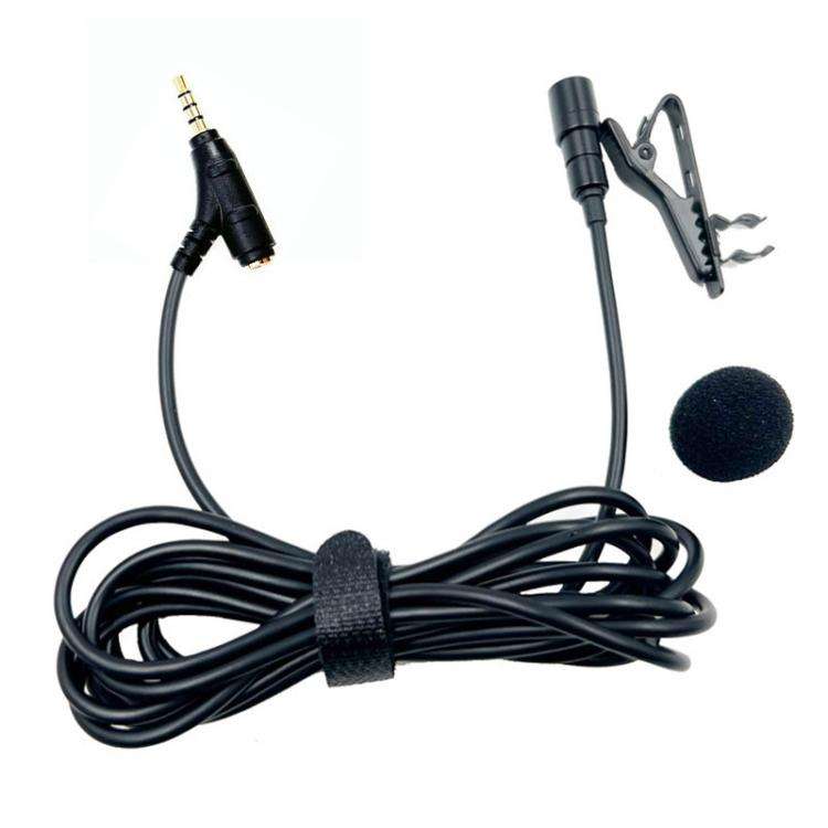 3.5mm TRRS Lavalier Microphone with Earphone Monitoring Jack Clip-on Lapel Mic 5m