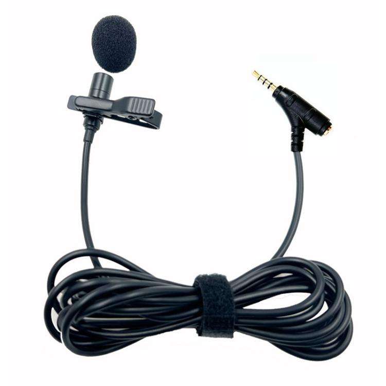 3.5mm TRRS Lavalier Microphone with Earphone Monitoring Jack Clip-on Lapel Mic 5m