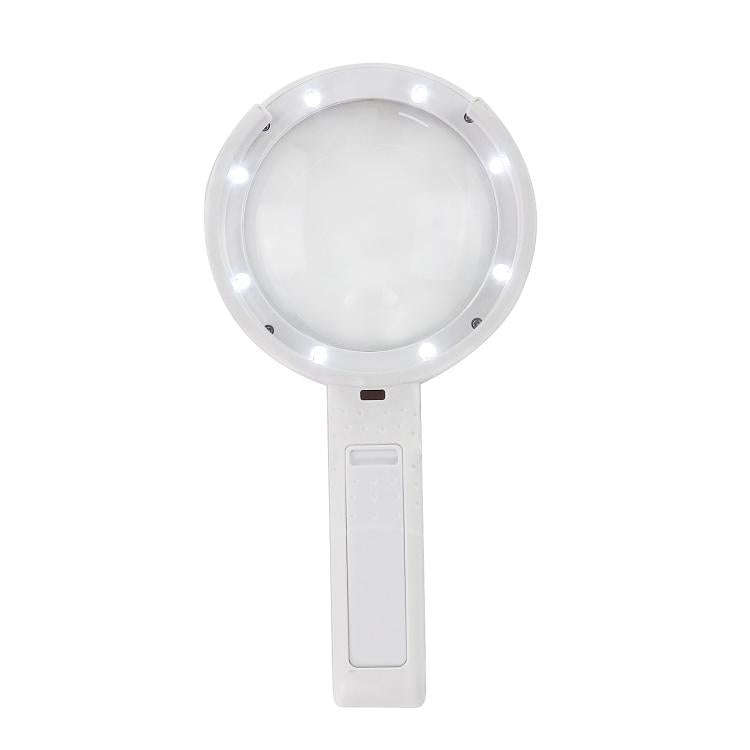 90mm 10X Foldable Handheld Magnifying Glass With 8 LED Lights