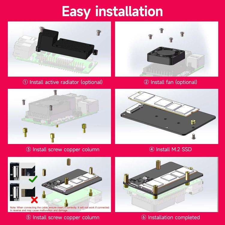 Yahboom PCIe To M.2 Adapter Expansion Board For Raspberry Pi 5 NVMe Expansion Board, Spec: Separa...