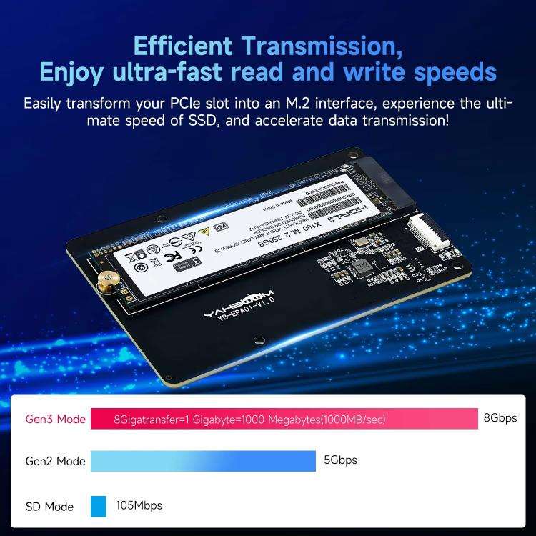 Yahboom PCIe To M.2 Adapter Expansion Board For Raspberry Pi 5 NVMe Expansion Board, Spec: Separa...