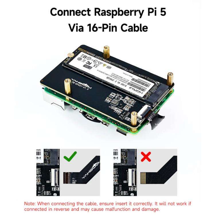 Yahboom PCIe To M.2 Adapter Expansion Board For Raspberry Pi 5 NVMe Expansion Board, Spec: Separa...