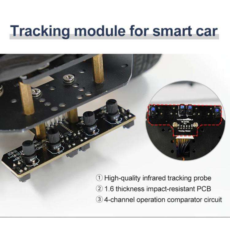 Yahboom 4 Channel Infrared Tracking Sensor Module For Smart Car Robot, Spec: With DuPont Cable+16...