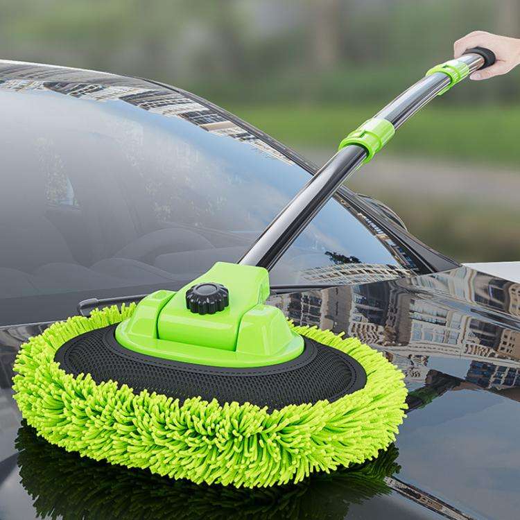 SUITU LS-444 Three-section Curved Car Wash Brush Chenille Car Wash Mop(Black Green)