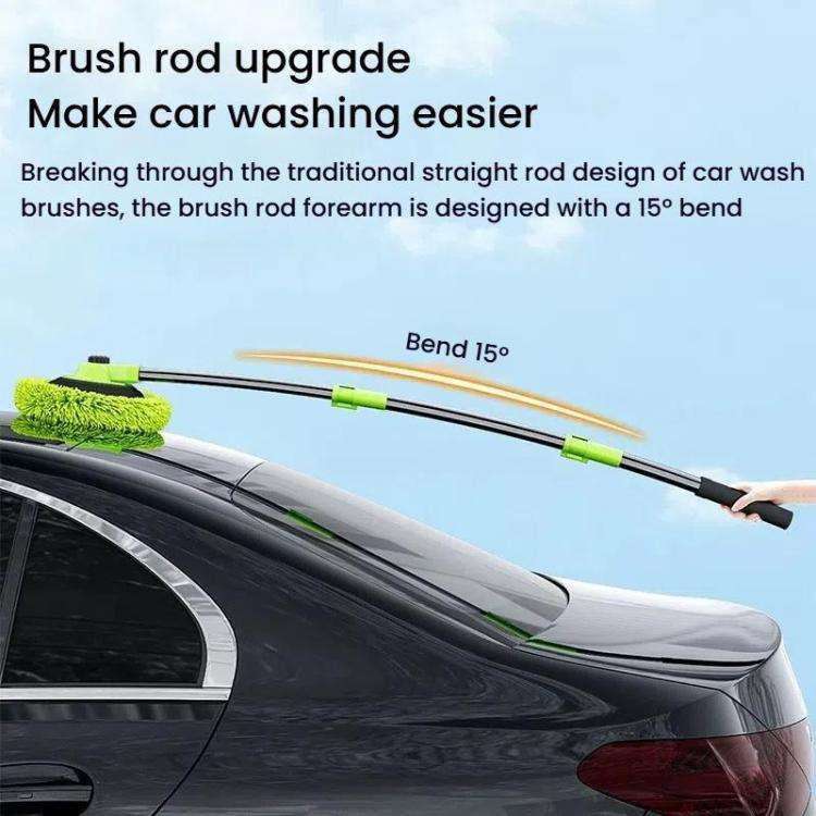 SUITU LS-444 Three-section Curved Car Wash Brush Chenille Car Wash Mop(Black Green)