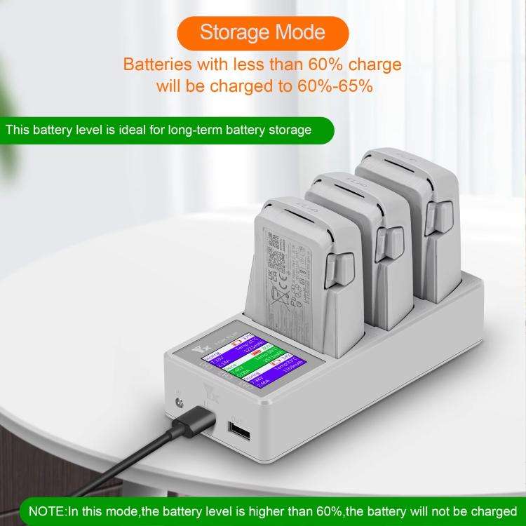 For DJI Flip Drone YX 3-Channel Battery Charger with Color LCD Screen Smart Charging Hub