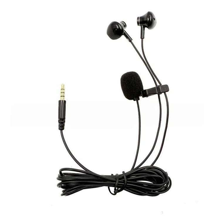 3.5mm TRRS Lapel Microphone With Earphone Stereo Live Monitoring Headphones 1.2m