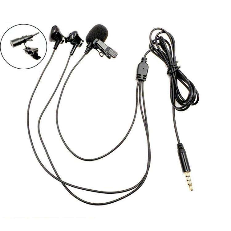 3.5mm TRRS Lapel Microphone With Earphone Stereo Live Monitoring Headphones 1.2m