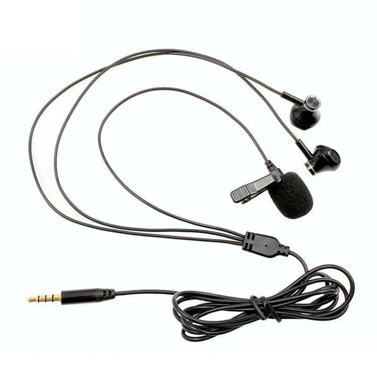 3.5mm TRRS Lapel Microphone With Earphone Stereo Live Monitoring Headphones 1.2m