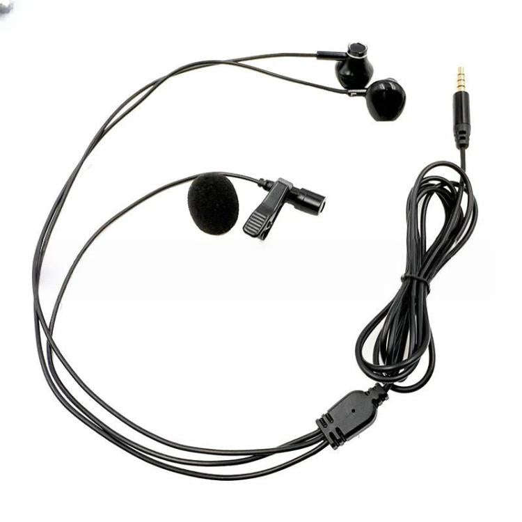 3.5mm TRRS Lapel Microphone With Earphone Stereo Live Monitoring Headphones 1.2m