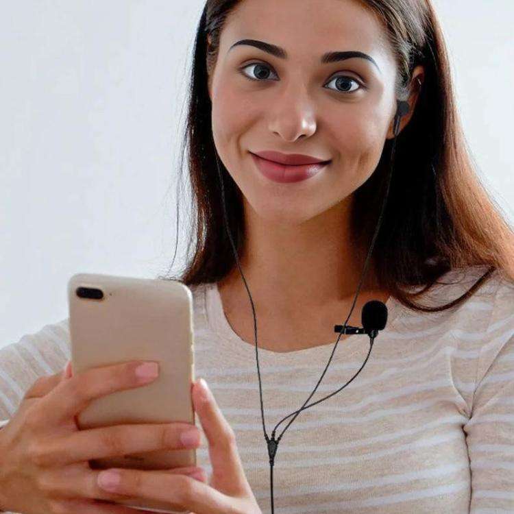3.5mm TRRS Lapel Microphone With Earphone Stereo Live Monitoring Headphones 1.2m