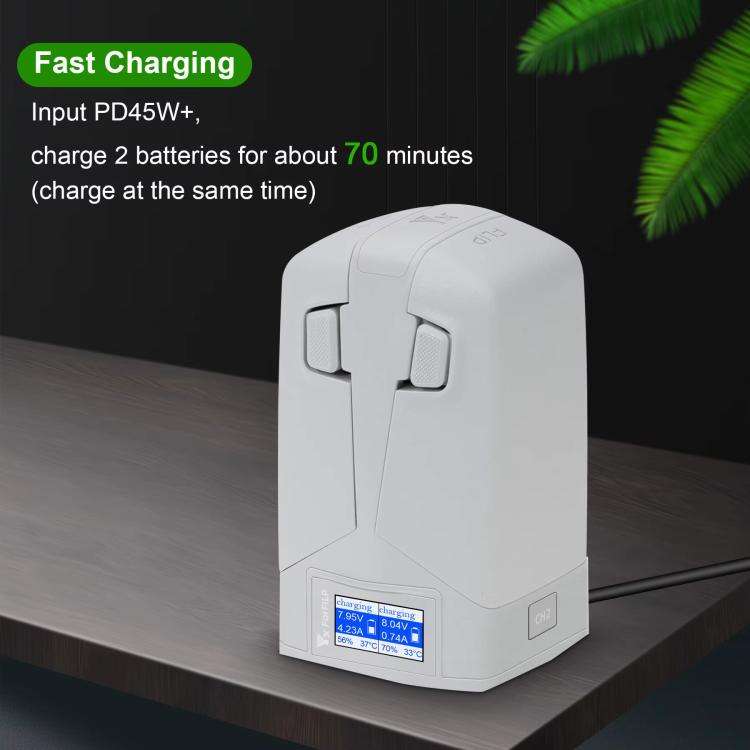 For DJI Flip YX Dual-Slot Vertical Bttery Charger Charging Station With Color Screen