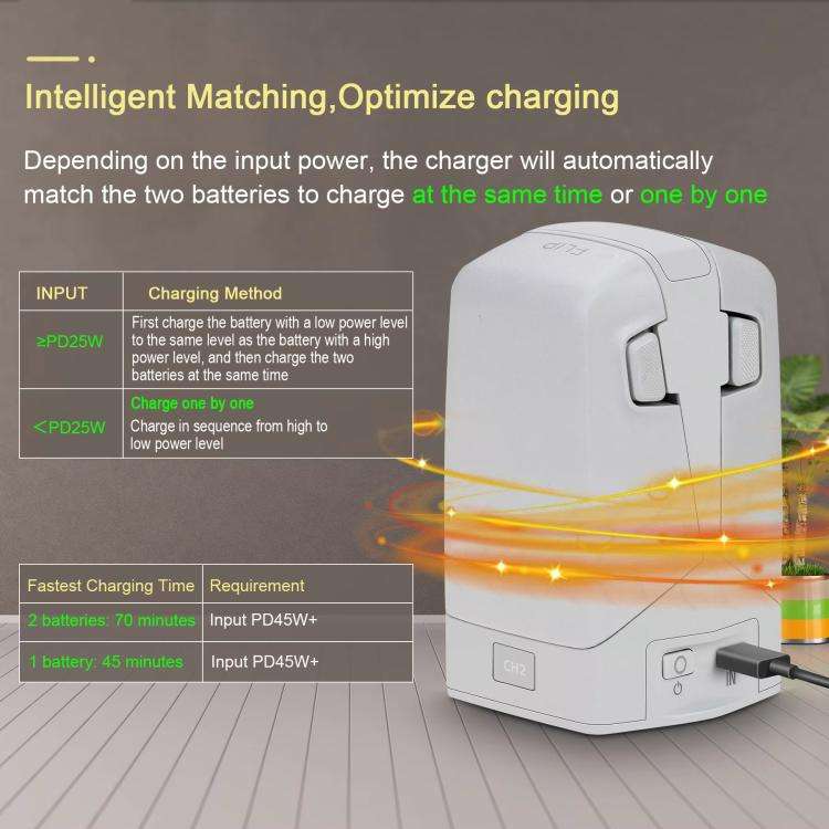 For DJI Flip YX Dual-Slot Vertical Bttery Charger Charging Station With Color Screen