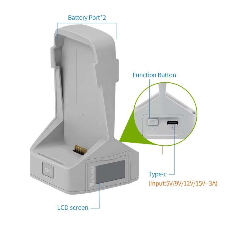 For DJI Flip YX Dual-Slot Vertical Bttery Charger Charging Station With Color Screen