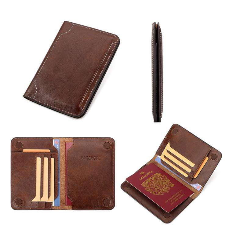 HUMERPAUL BP734 Leather Passport Document Holder(Brown)
