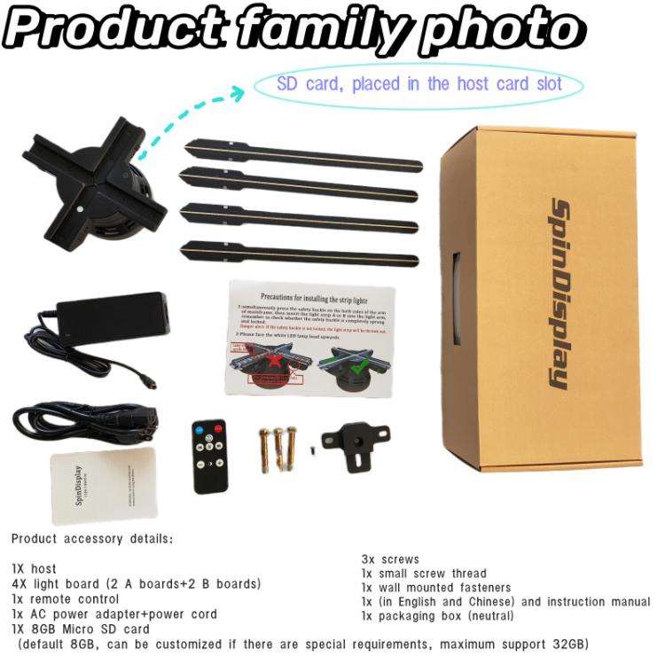 60cm 3D Holographic Fan with 1600x720 Resolution & 720 LEDs  WiFi/APP DIY Content Control(US Plug)