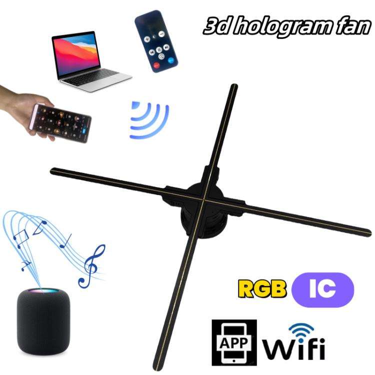 60cm 3D Holographic Fan with 1600x720 Resolution & 720 LEDs  WiFi/APP DIY Content Control(US Plug)