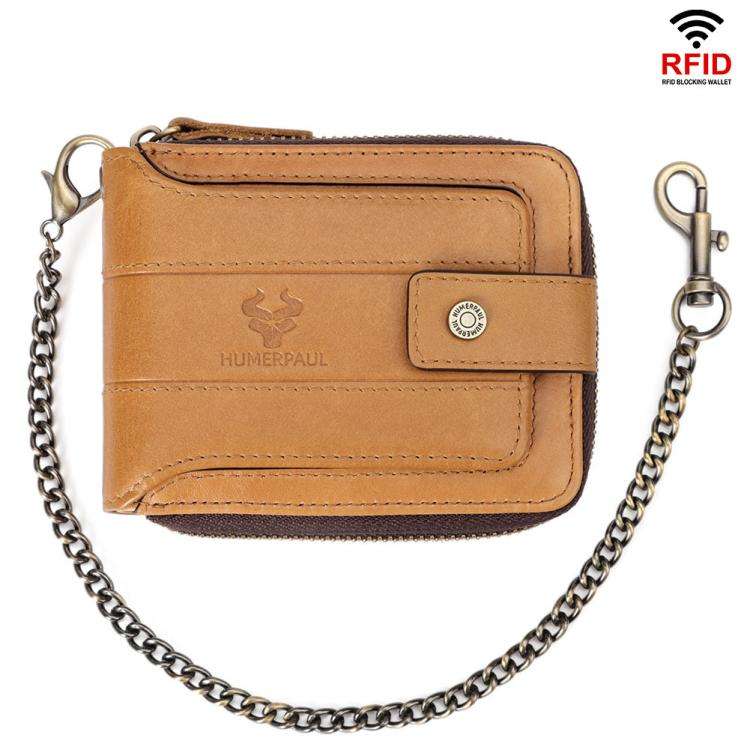HUMERPAUL BP735 Leather Horizontal Zipper Wallet Multiple Card Slots RFID Anti-Theft Protection M...