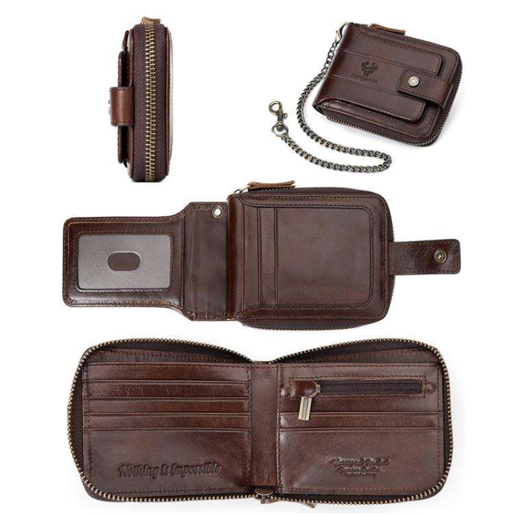 HUMERPAUL BP735 Leather Horizontal Zipper Wallet Multiple Card Slots RFID Anti-Theft Protection M...