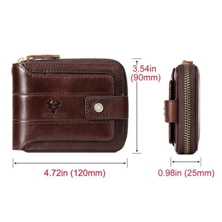 HUMERPAUL BP735 Leather Horizontal Zipper Wallet Multiple Card Slots RFID Anti-Theft Protection M...
