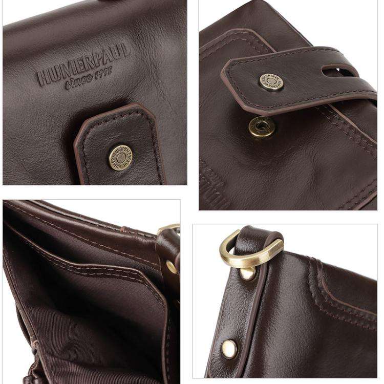 HUMERPAUL BP778 Short Leather Wallet RFID Tri-fold Double Zipper Coin Purse(Brown)