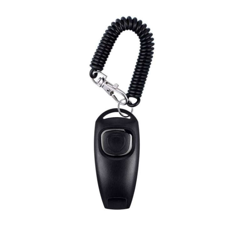 2 In 1 Pet Training Clicker Dog Whistle With Long Wristband(Black)