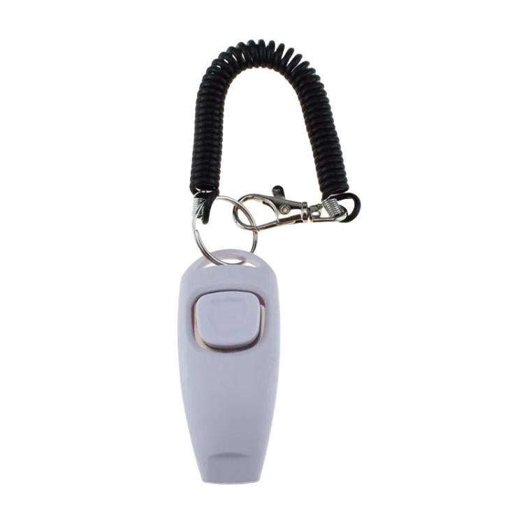 2 In 1 Pet Training Clicker Dog Whistle With Long Wristband(White)