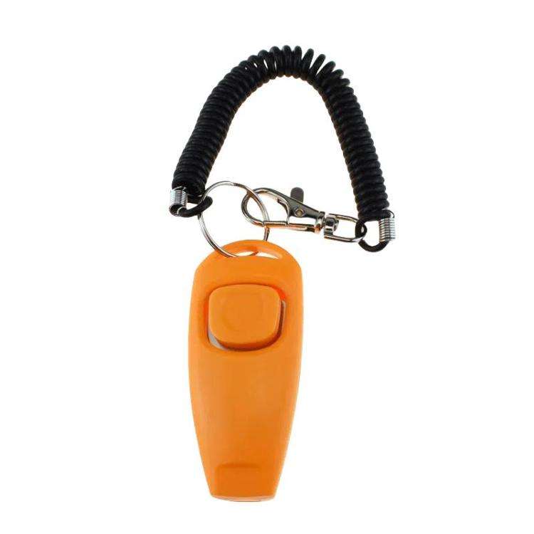 2 In 1 Pet Training Clicker Dog Whistle With Long Wristband(Orange)