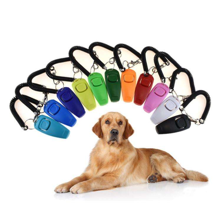 2 In 1 Pet Training Clicker Dog Whistle With Long Wristband(Orange)