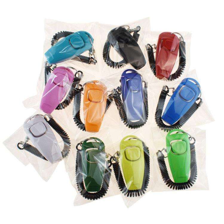 2 In 1 Pet Training Clicker Dog Whistle With Long Wristband(White)