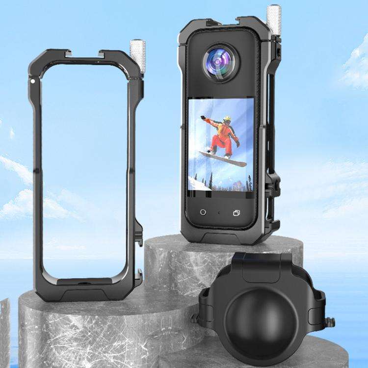 For Insta360 X3 HEPAIL AC62 Metal Rabbit Cage Magnetic Suction Horizontal Vertical Protective Frame
