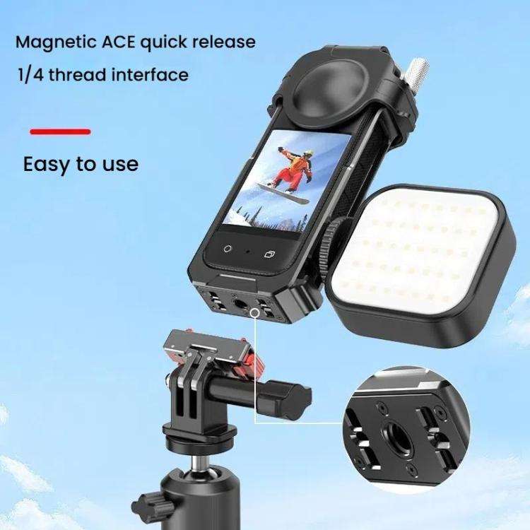 For Insta360 X3 HEPAIL AC62 Metal Rabbit Cage Magnetic Suction Horizontal Vertical Protective Frame