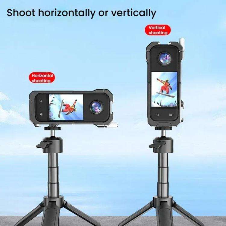 For Insta360 X3 HEPAIL AC62 Metal Rabbit Cage Magnetic Suction Horizontal Vertical Protective Frame