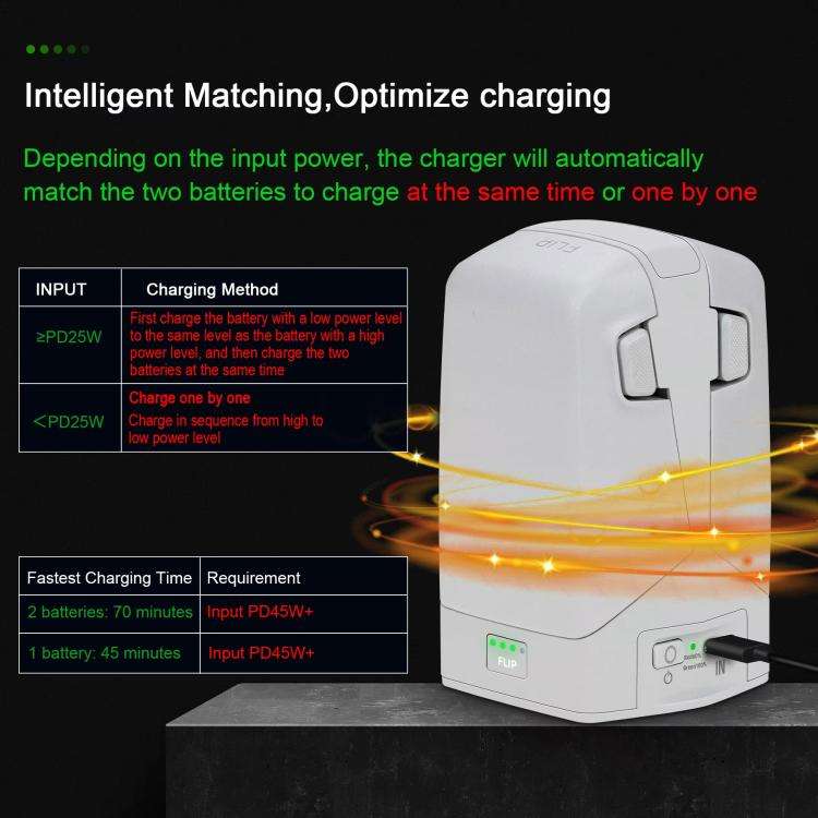 For DJI Flip YX 2-way Vertical Battery Charger Bidirectional Battery Management System