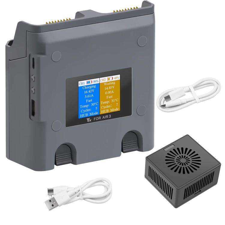 For DJI Air 3/Air 3S YX 2-Way Battery Charger Charging Butler With Color Screen Drone Accessories