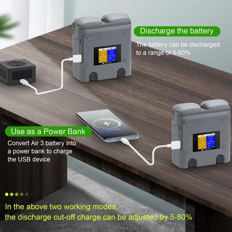 For DJI Air 3/Air 3S YX 2-Way Battery Charger Charging Butler With Color Screen Drone Accessories