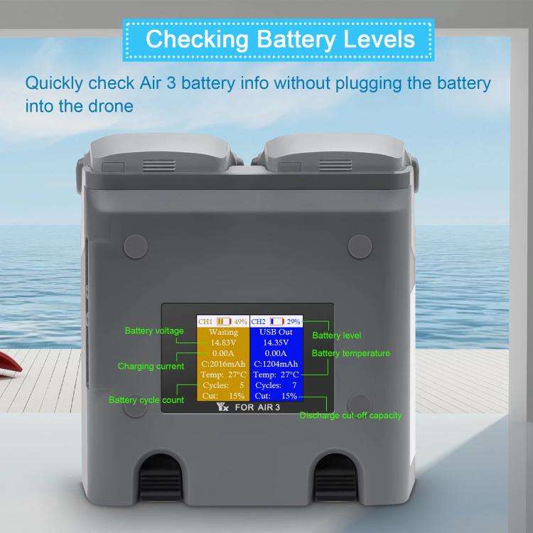 For DJI Air 3/Air 3S YX 2-Way Battery Charger Charging Butler With Color Screen Drone Accessories