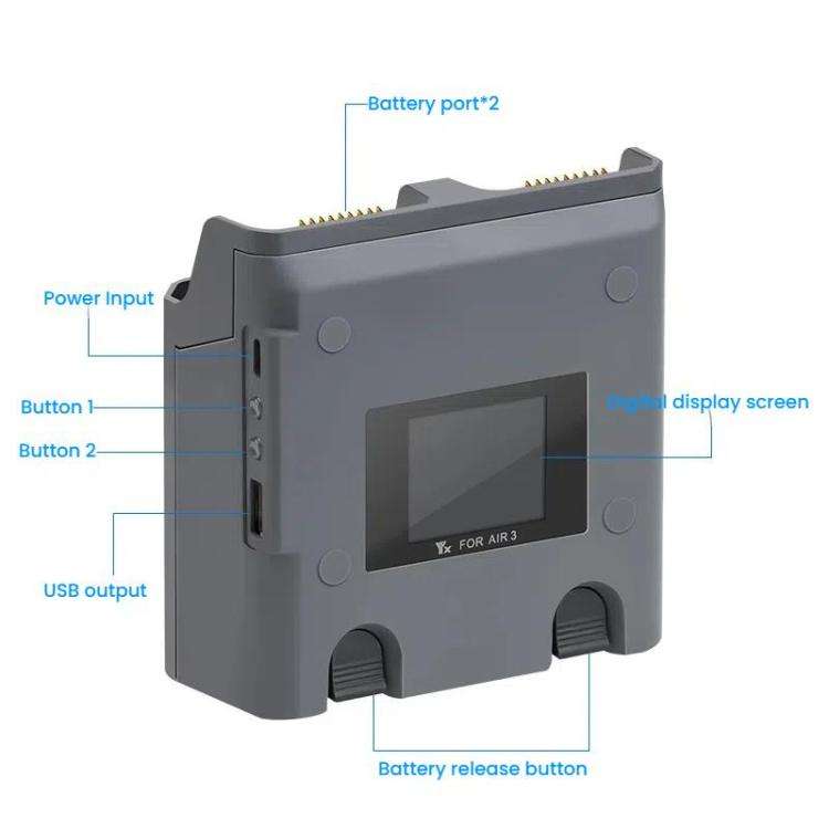 For DJI Air 3/Air 3S YX 2-Way Battery Charger Charging Butler With Color Screen Drone Accessories