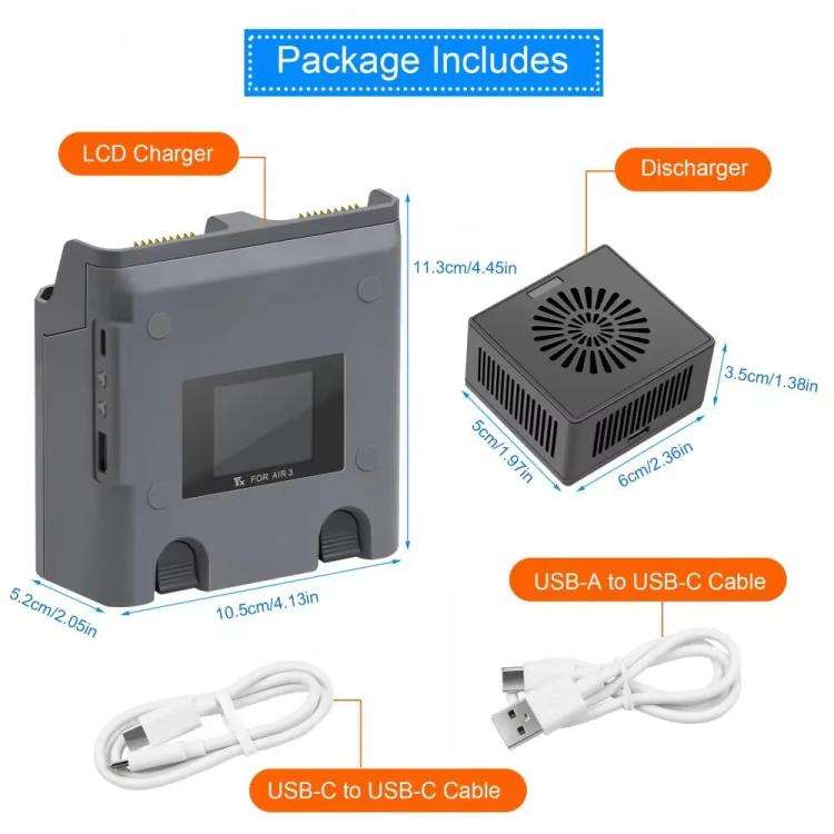 For DJI Air 3/Air 3S YX 2-Way Battery Charger Charging Butler With Color Screen Drone Accessories
