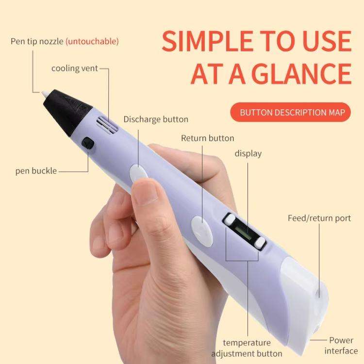 Hand-held 3D Printing Pen Kit with 20 Colors PLA Filament, Drawing Pad, Base, Scissors, Finger Gu...