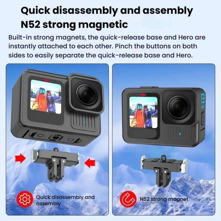For GoPro HERO13 Black HEPAIL AC67 Magnetic Metal Quick Release Base