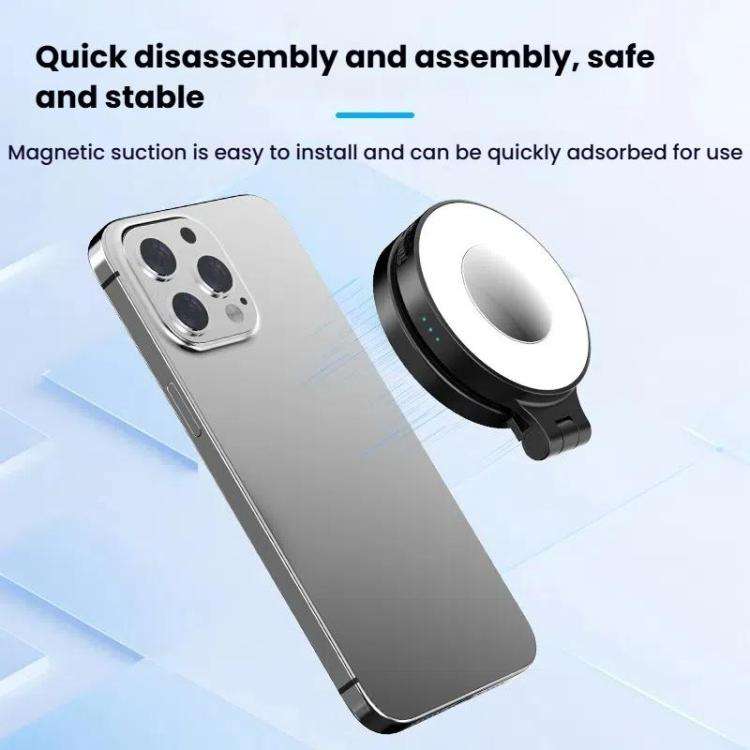 HEPAIL AC74 Magsafe Magnetic Smartphone Light Portable Handheld Selfie Light(Black)