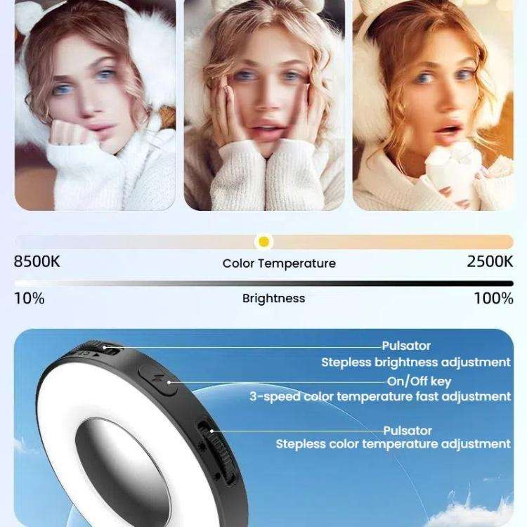 HEPAIL AC74 Magsafe Magnetic Smartphone Light Portable Handheld Selfie Light(Black)