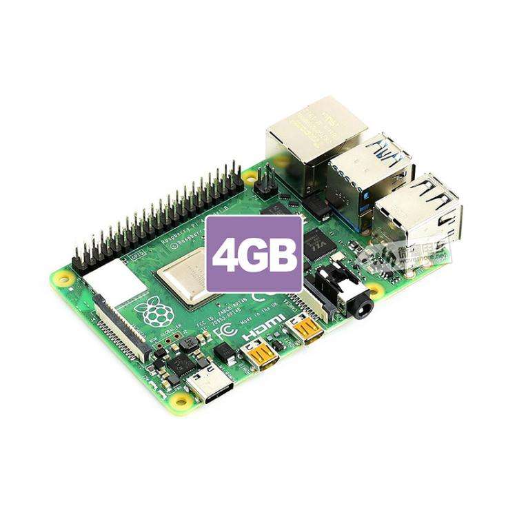 Waveshare For Raspberry Pi 4 Model 4GB BCM2711B0 64-Bit Quad-Core 4K Dual Mini HDMI For DIY, IoT,...