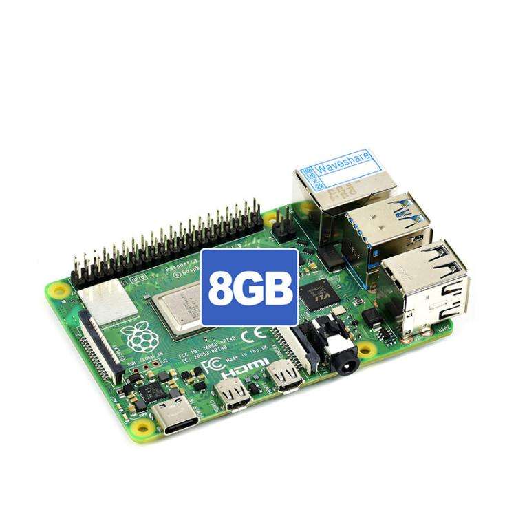 Waveshare For Raspberry Pi 4 Model B 8GB BCM2711B0 64-Bit Quad-Core 4K Dual Mini HDMI For DIY, Io...