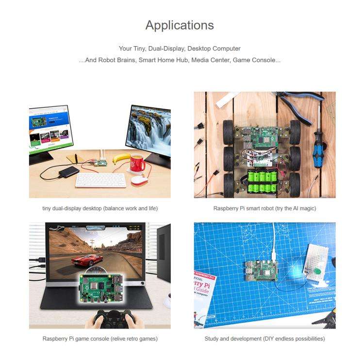 Waveshare For Raspberry Pi 4 Model 4GB BCM2711B0 64-Bit Quad-Core 4K Dual Mini HDMI For DIY, IoT,...