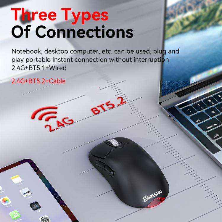 MKESPN Tri-Mode Wireless Gaming Mouse 24000 DPI, 6 RGB Lighting Modes, Rechargeable, Macro Progra...