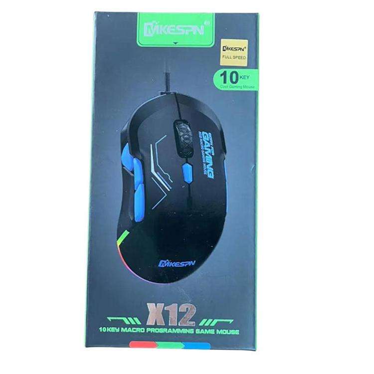 MKESPN 12800 DPI Ambidextrous Wired Gaming Mouse - 10 Programmable Buttons, RGB Customization, Sy...