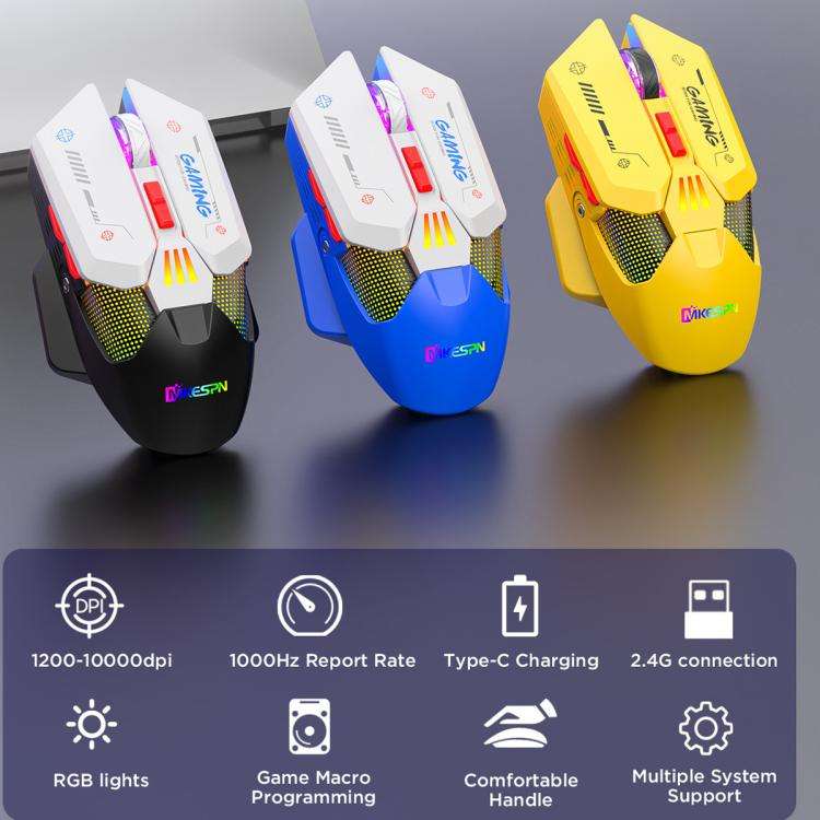 MKESPN Wired + 2.4G Dual Mode Gaming Mouse 10000 DPI Type-C Fast Charging RGB Light, Programmable...