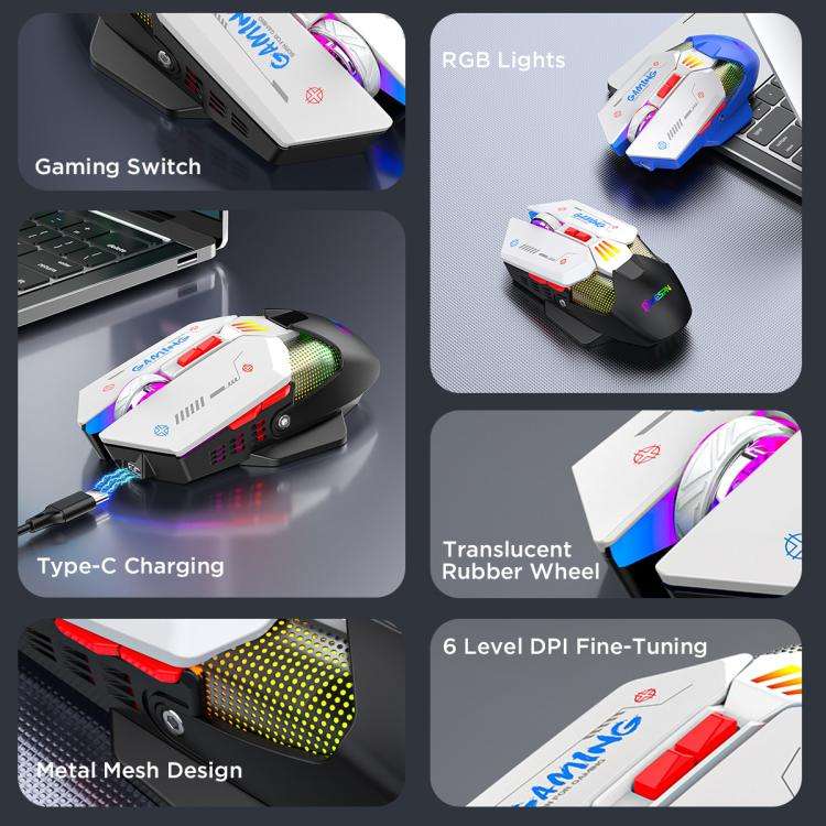 MKESPN Wired + 2.4G Dual Mode Gaming Mouse 10000 DPI Type-C Fast Charging RGB Light, Programmable...